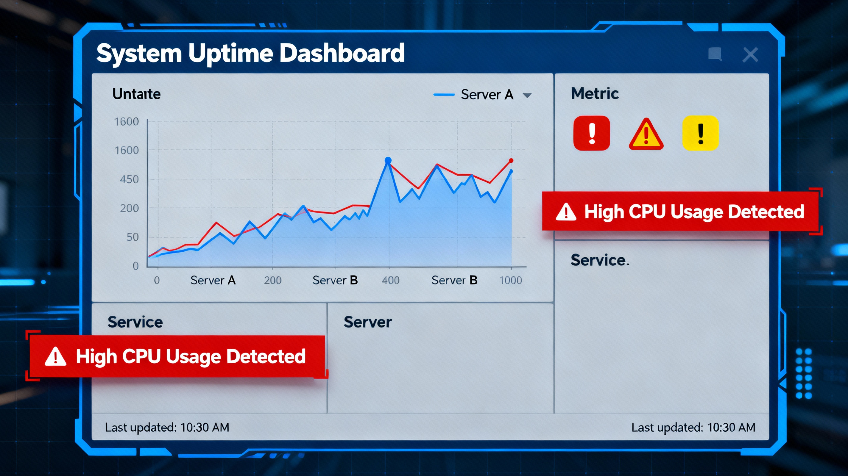 Website uptime monitoring dashboard